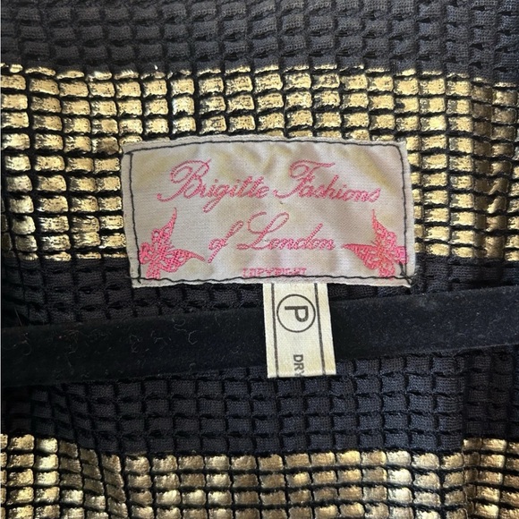 Vintage Brigitte Fashions London Black Gold Jacket Chainmail Velvet L XL - Picture 3 of 15